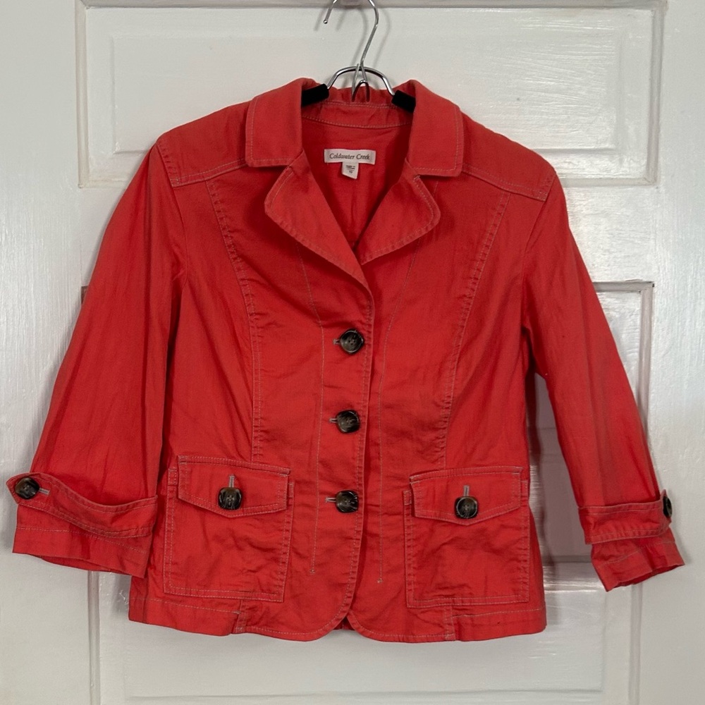 NWOT Coldwater Creek Coral Buttoned Jacket, size 10